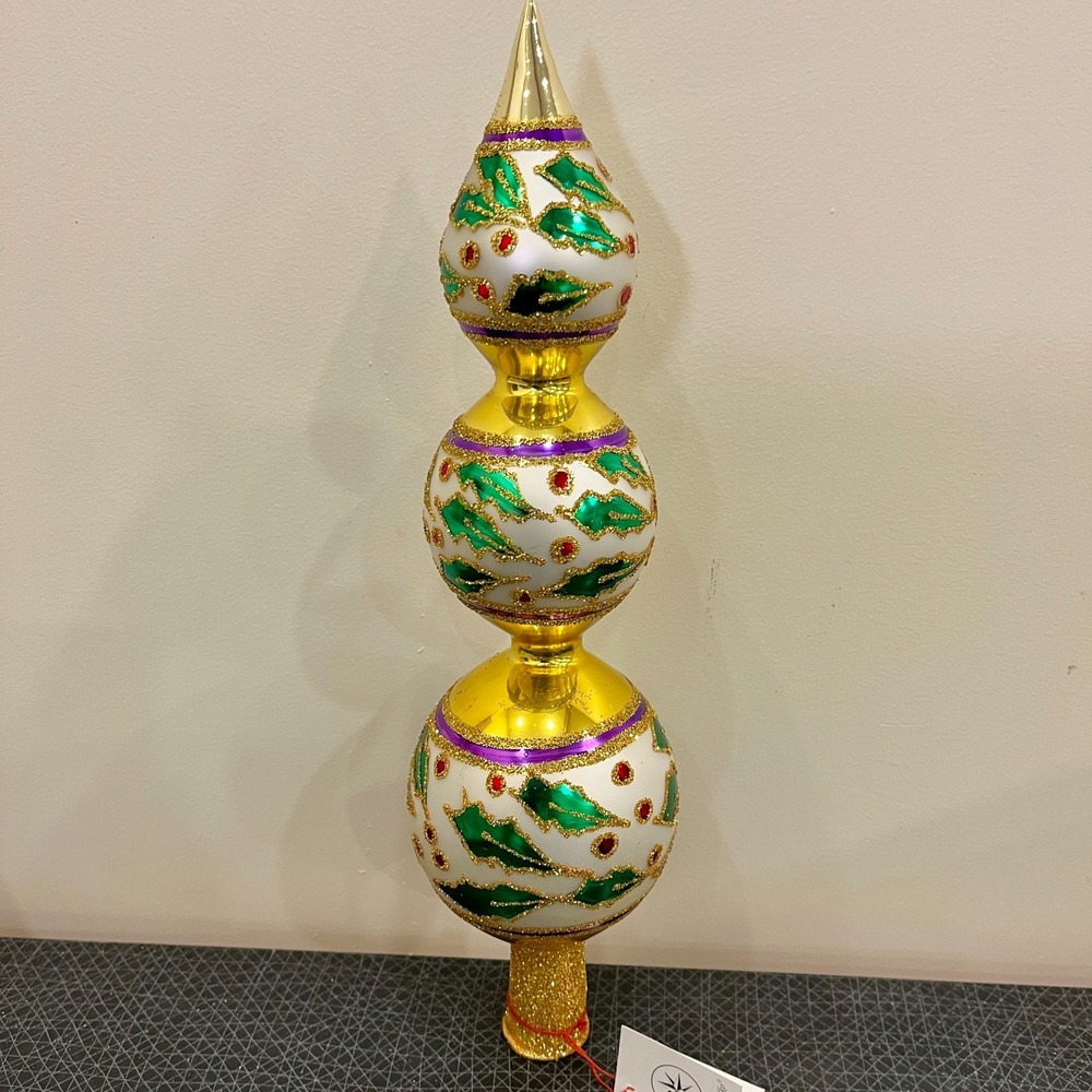Christopher Radko Retired Vintage Extremely Rare HOLLY RIBBONS FINIAL 1993 - Picture 2 of 14